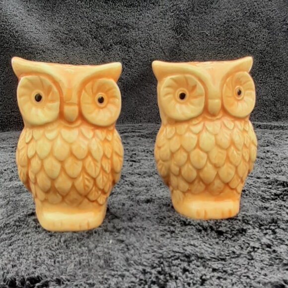 Vintage Ceramic Brown Owl Salt and Pepper Shakers 3”H x 2”W - Picture 2 of 6
